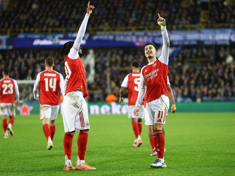 阿森纳欧冠六战全胜领跑积分榜，客场3-0完胜布鲁日